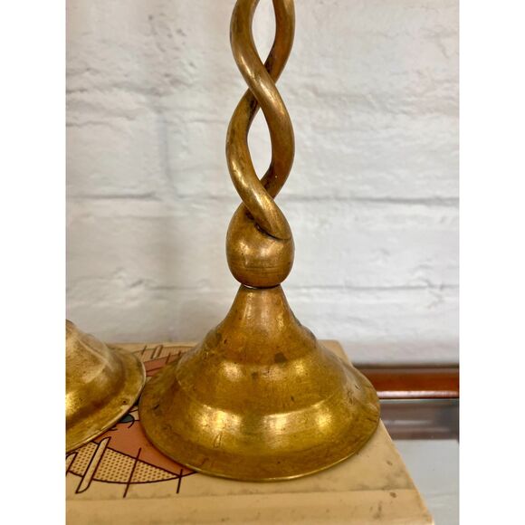 Twisted Brass Candle Holders, Vintage Matching Candlestick Holders - Picture 2 of 11